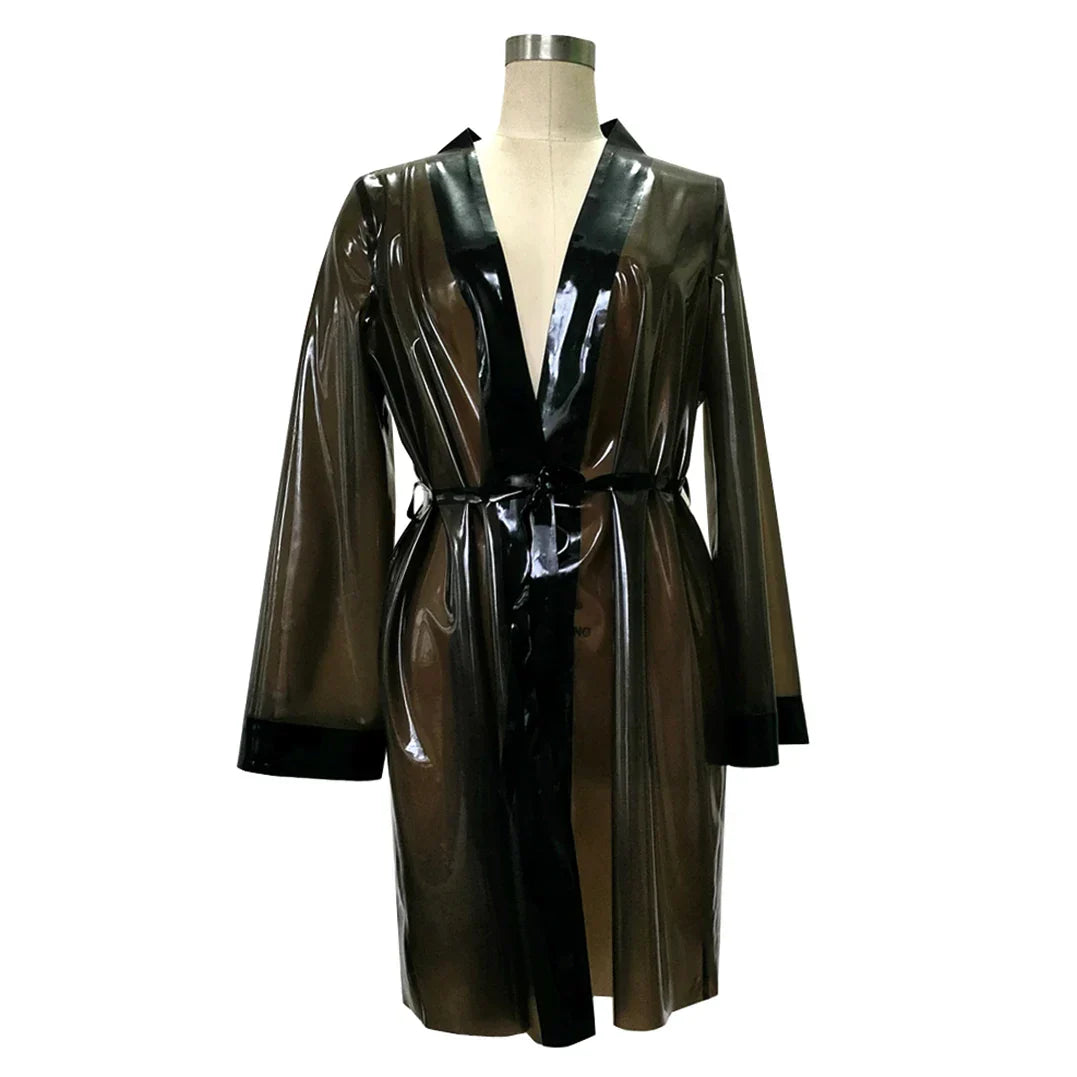 Women Men Latex Dress Rubber Night Robe