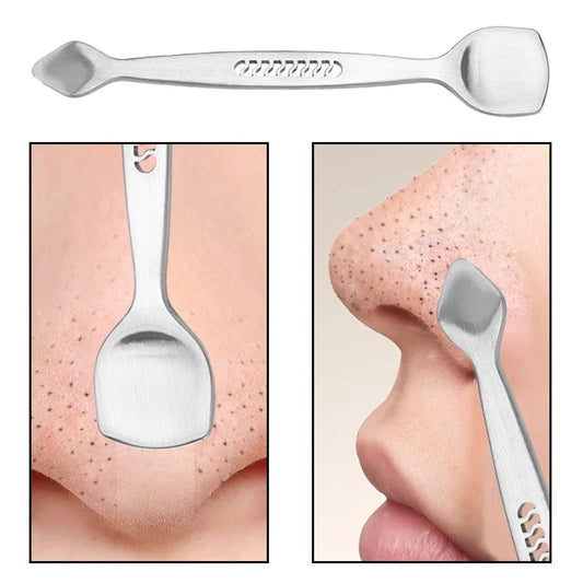 sided Blackhead Remover Spatula Nose Face Blemish Pore Cleaner Steel 