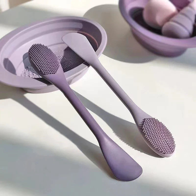 Double Head Silicone Facial Mask Brush Facial Massage Cleaning Brush