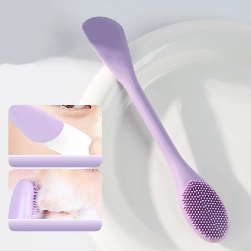 Double Head Silicone Facial Mask Brush Facial Massage Cleaning Brush