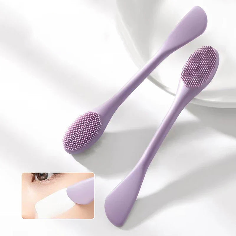 Double Head Silicone Facial Mask Brush Facial Massage Cleaning Brush