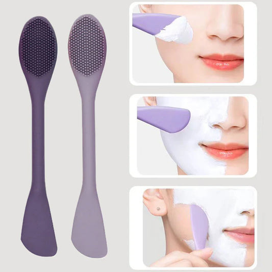 Double Head Silicone Facial Mask Brush Facial Massage Cleaning Brush