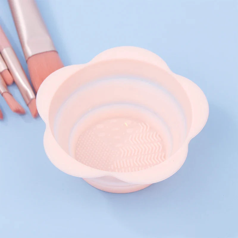 fold silicone makeup brush cleaner powder puff cleaning bowl eyeshadow