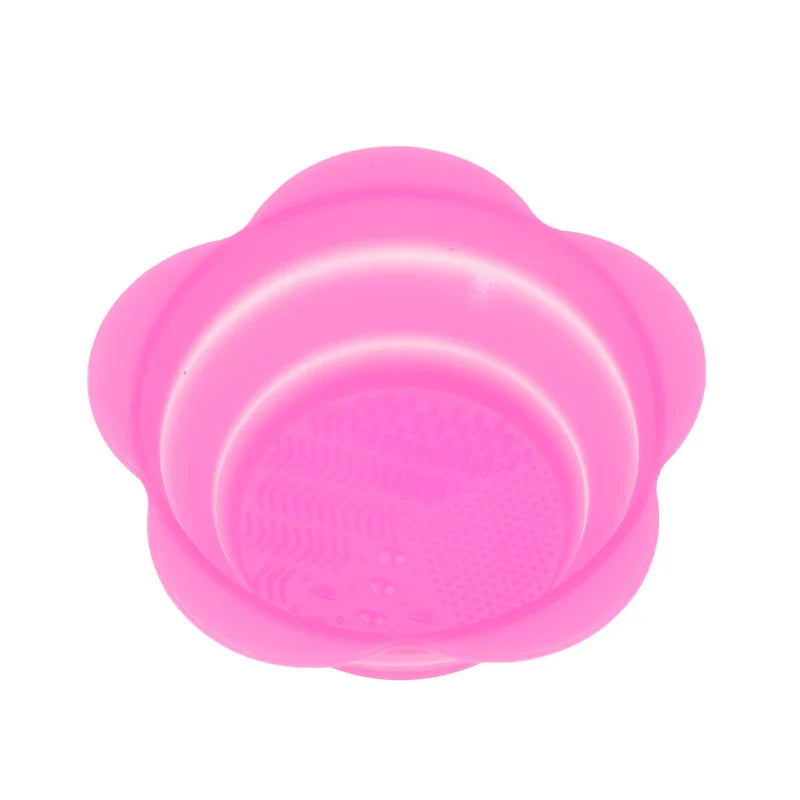 fold silicone makeup brush cleaner powder puff cleaning bowl eyeshadow