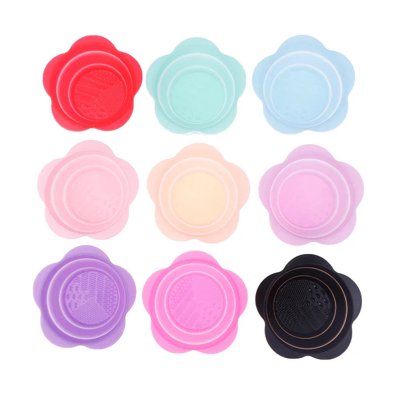 fold silicone makeup brush cleaner powder puff cleaning bowl eyeshadow