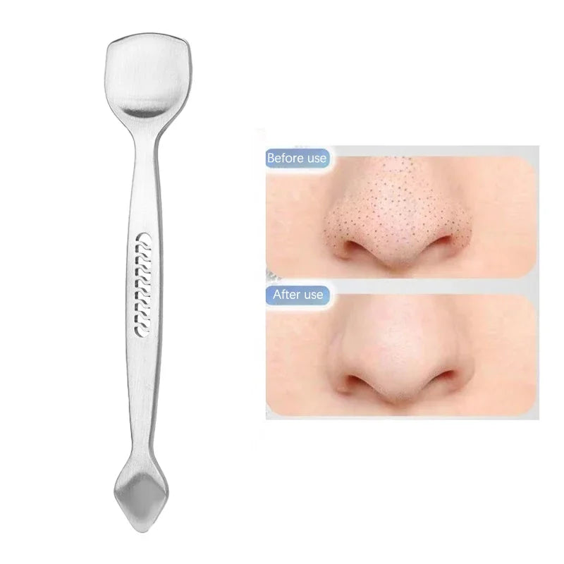 sided Blackhead Remover Spatula Nose Face Blemish Pore Cleaner Steel 