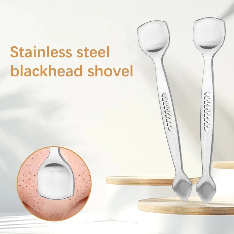 sided Blackhead Remover Spatula Nose Face Blemish Pore Cleaner Steel 