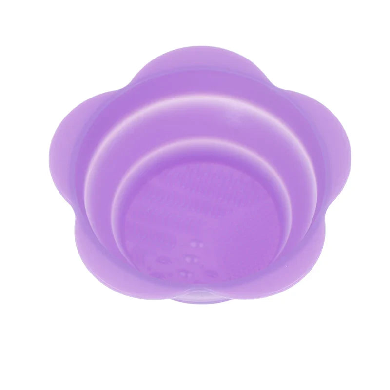 fold silicone makeup brush cleaner powder puff cleaning bowl eyeshadow