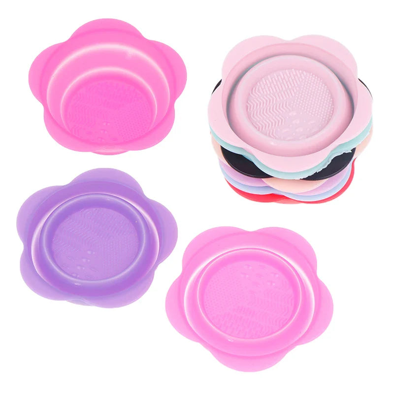 fold silicone makeup brush cleaner powder puff cleaning bowl eyeshadow