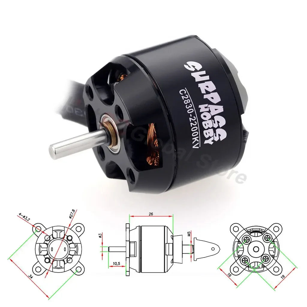 Surpass Hobby 2830 750KV 850KV 1000KV 1300KV 14 Pole Brushless Motor