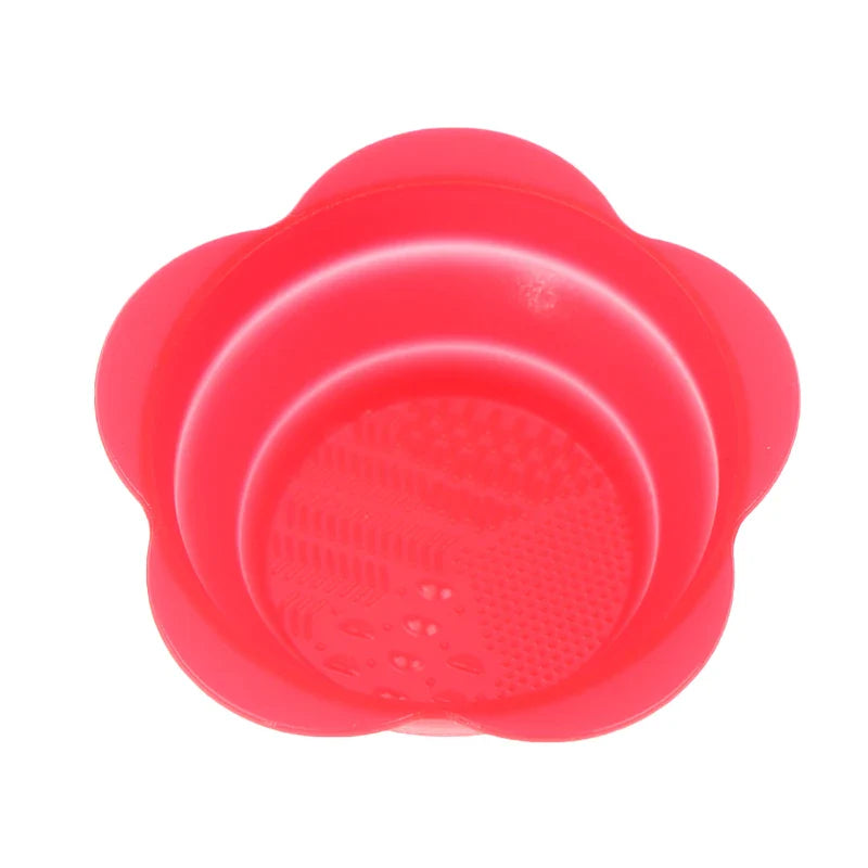 fold silicone makeup brush cleaner powder puff cleaning bowl eyeshadow