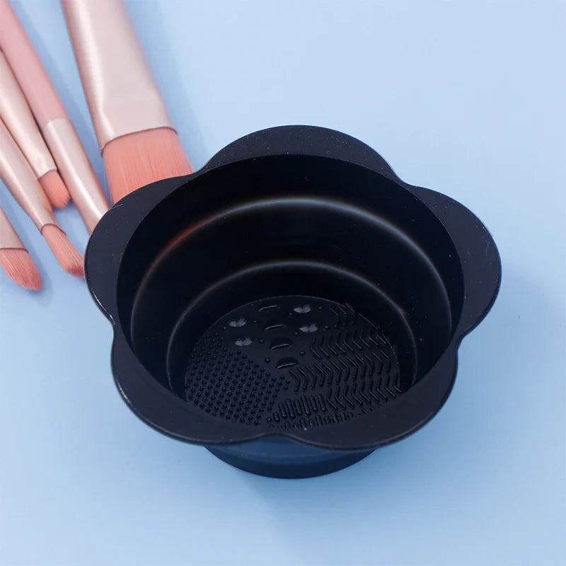 fold silicone makeup brush cleaner powder puff cleaning bowl eyeshadow